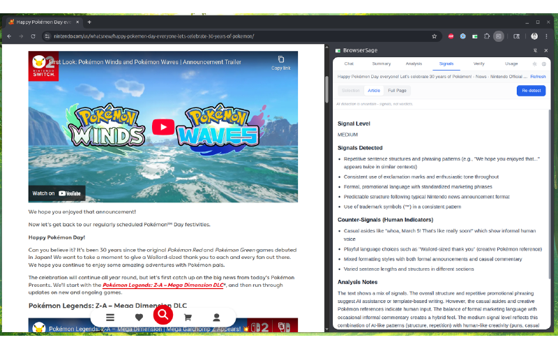 Browser Sage Analysis